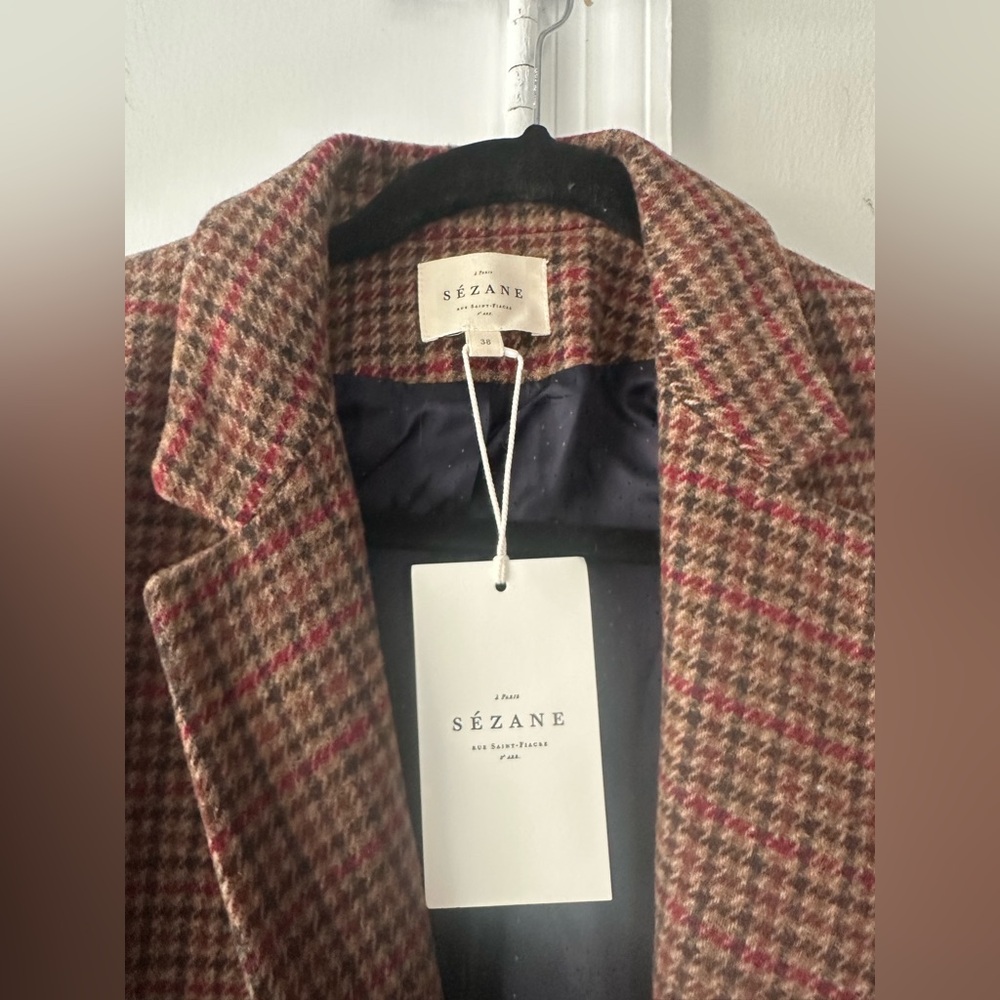 NWT SEZANE CHRISTIE HOUNDSTOOTH JACKET ❤️🤎 SIZE FR38/US6 - Picture 7 of 11